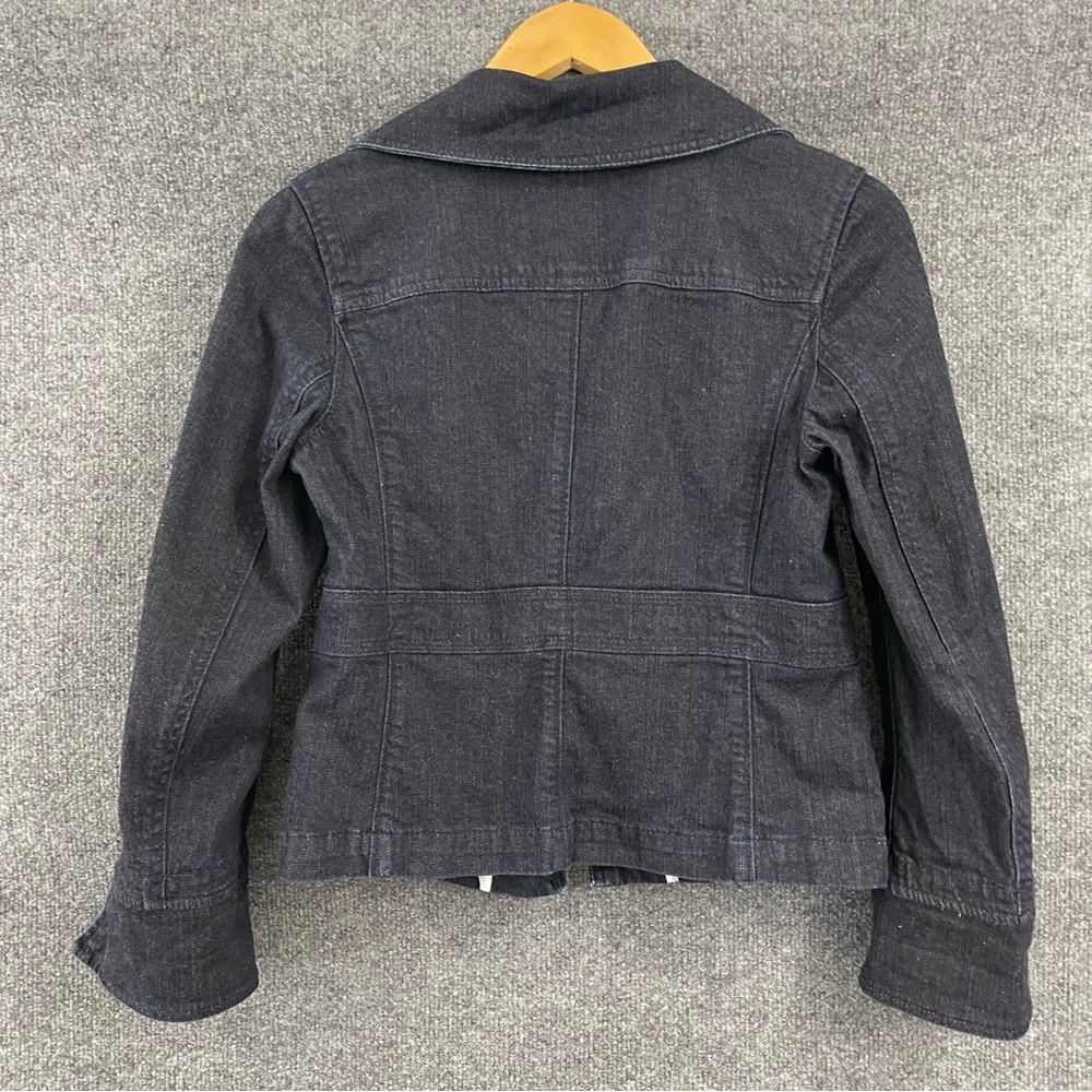 Talbots Fitted Denim Open front Blazer Jacket Womens 6 Petite Dark Wash - Picture 2 of 7